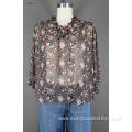 Ladie's chiffon print long sleeve shirt